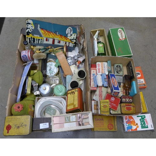 1148 - A box of vintage advertising tins, packaging and shop display items **PLEASE NOTE THIS LOT IS NOT EL... 