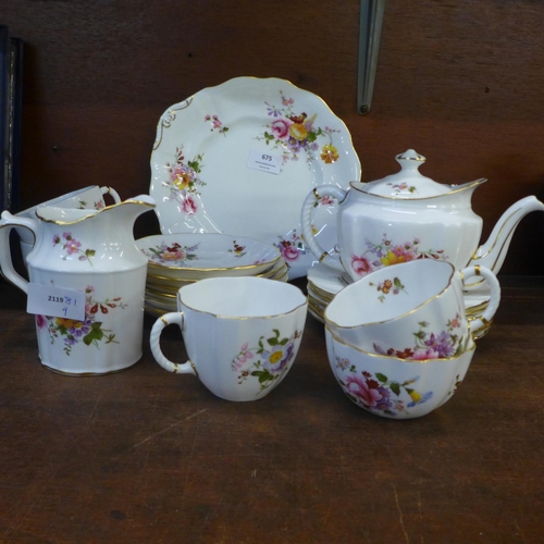 675 - A Royal Crown Derby Derby Posies six setting tea set with small tea pot