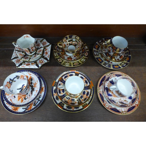 684 - Six Imari trios including, Davenport, Hammersley, Grainger & Co., etc.