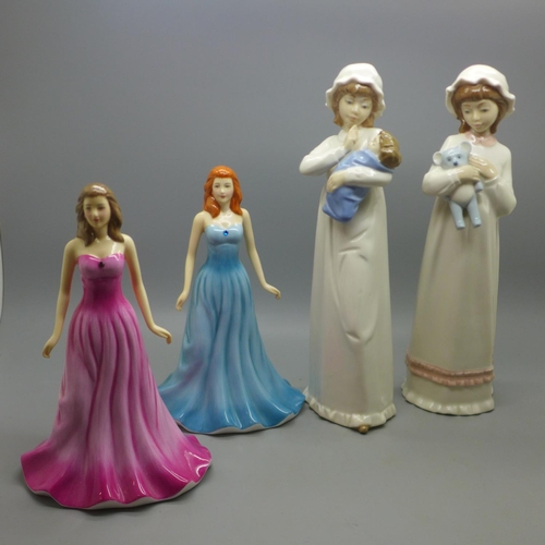 695 - Four figures, two Royal Doulton and two Nadal