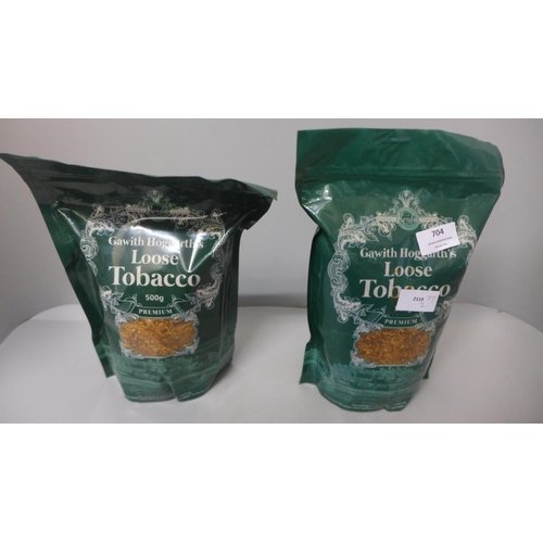 704 - Two bags of Gawith Hoggarth's Loose Tobacco, 500g each