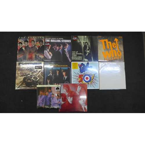 713 - Records - Ten sealed re-issue LP records, including The Beatles, The Rolling Stones, The Who, The An... 