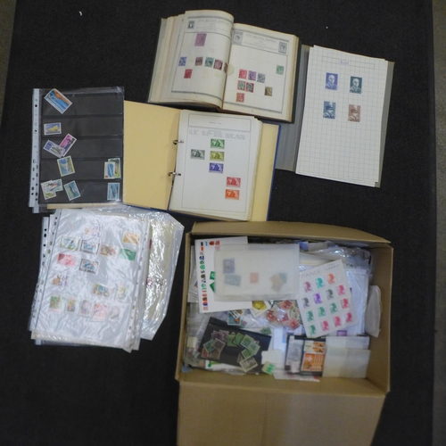 716 - Stamps; a box of stamps, covers, etc., loose and in albums