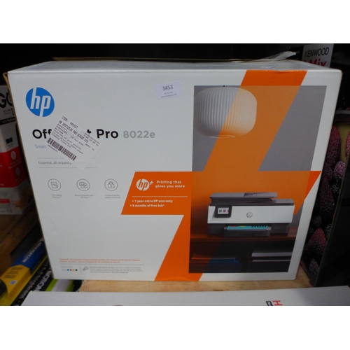 3453 - Hp Officeje Pro 8022E Aio printer Pr/Cp/Sc/Fx   , Original RRP £114.99 + vat , (249-119)   * This lo... 