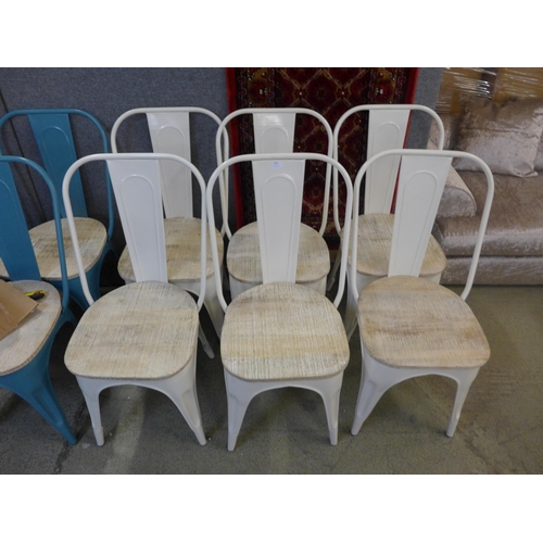 1517 - A set of six white Tolix style chairs