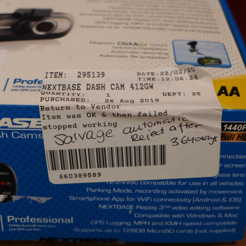 3181 - Nextbase Dash Cam 412Gw  , (249-473)   * This lot is subject to vat