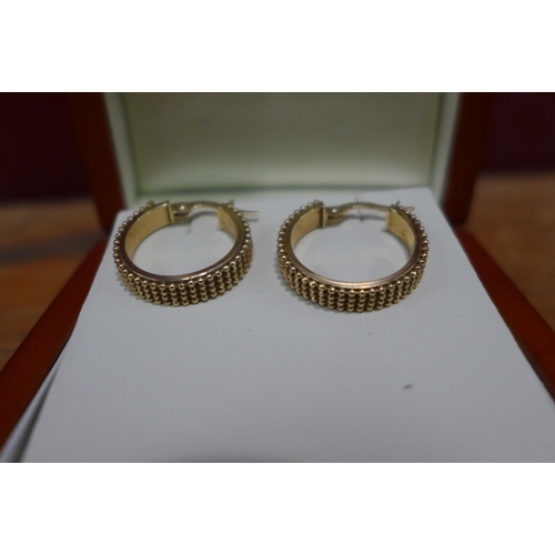 3208 - 14ct Gold Hoop Beaded Round Earrings , Original RRP £129.99 + vat , (249-398)   * This lot is subjec... 