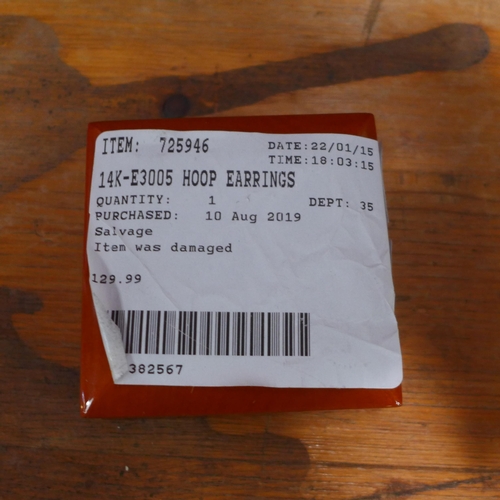 3208 - 14ct Gold Hoop Beaded Round Earrings , Original RRP £129.99 + vat , (249-398)   * This lot is subjec... 