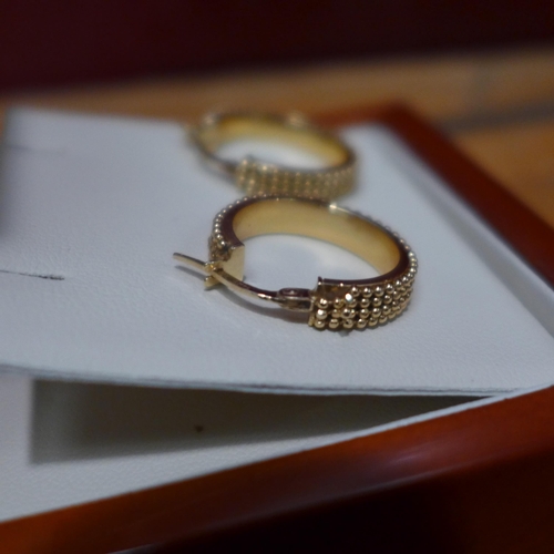 3208 - 14ct Gold Hoop Beaded Round Earrings , Original RRP £129.99 + vat , (249-398)   * This lot is subjec... 