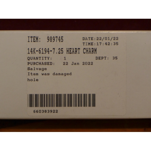 3209 - 14Ct Yellow Gold Heart Charm Bracelet , Original RRP £114.99 + vat , (249-401)   * This lot is subje... 