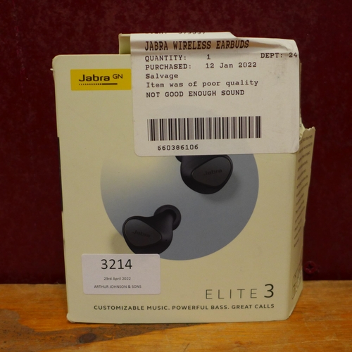 3214 - Jabra Wireless Earbuds - Elite 3     , (249-390)   * This lot is subject to vat