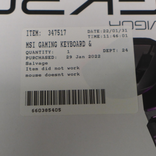 3230 - Msi Gaming Keyboard & Mouse Vigor Gk30 Combo   , (249-110)   * This lot is subject to vat