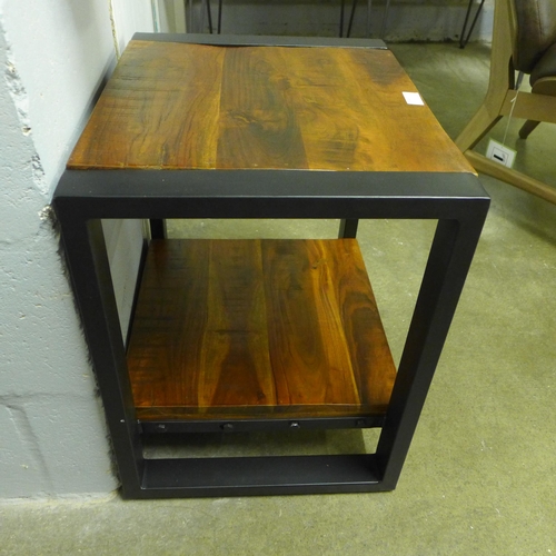 1555 - A phoenix hardwood and steel two tier side table