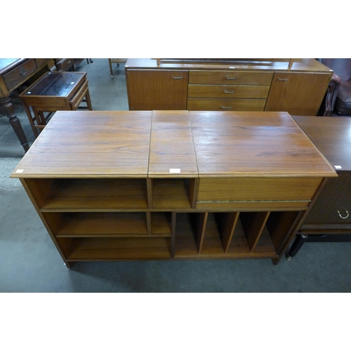 130 - A teak record cabinet