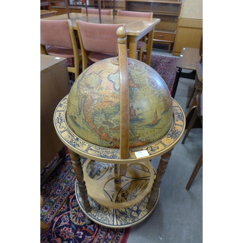 140 - A terrestrial globe cocktail cabinet/trolley