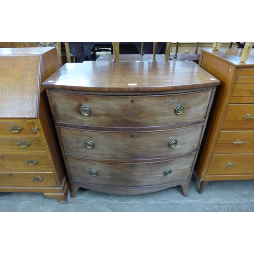 155 - A George III mahogany bow front chest of drawers