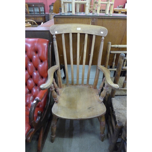 200 - A Victorian beech farmhouse armchair