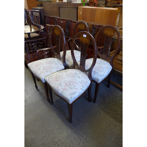 226 - A set of four Edward VII inlaid mahogany chairs