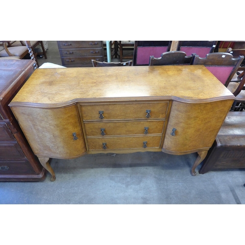 237 - A Queen Anne style burr walnut sideboard