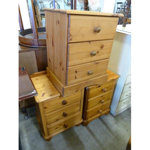 314 - Three pine bedside chests