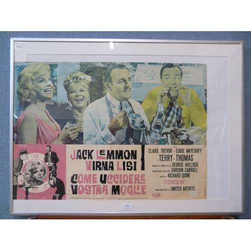 419 - A vintage Jack Lemmon Virna Lisi film poster