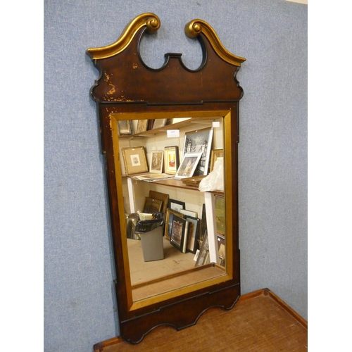 444 - A George II style mahogany and parcel gilt framed mirror