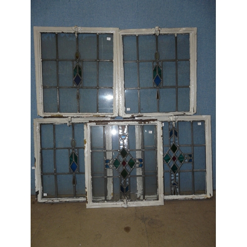 448 - Five Art Deco stained glass windows