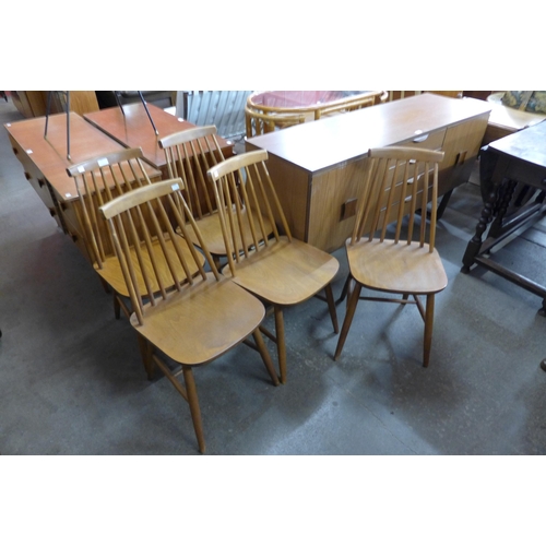 99 - A set of five beech kitchen chairs