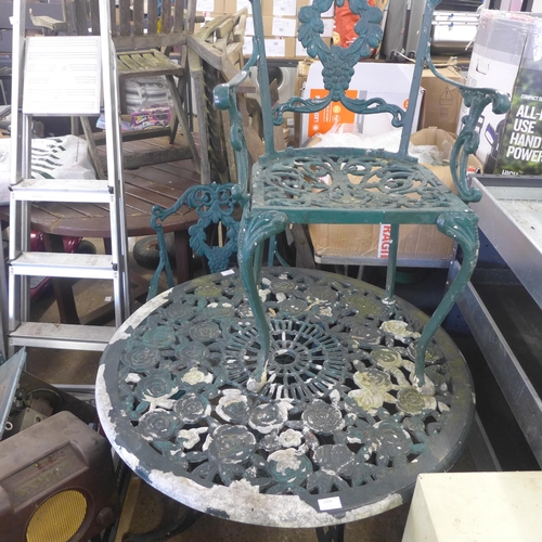 2310 - Cast aluminium garden table and two chairs