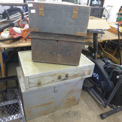 2318 - 2 Wood & 2 steel tool chests with qty. of hand tools