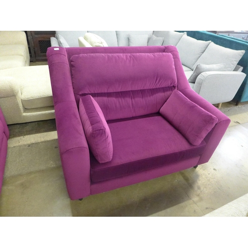 1470 - A Fuchsia velvet high back love seat