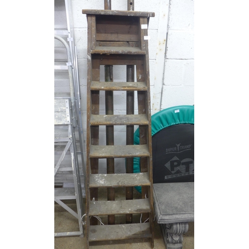 2329 - Triple wood ladder, 24ft approx. with set of wooden stepladders