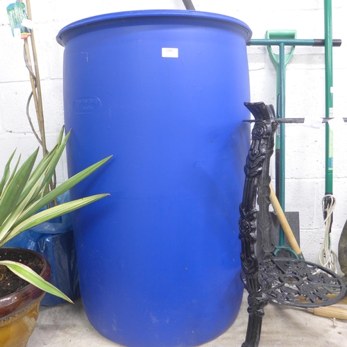 2348 - Blue plastic barrel - H90cm