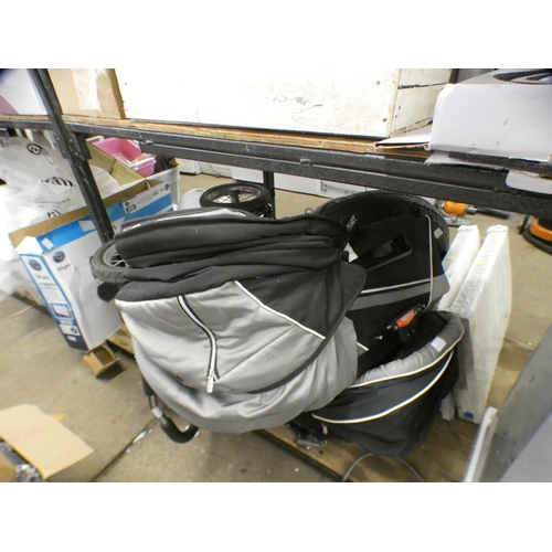 2080 - Emmal black all terrain/runners pushchair with interchangeable chairs and carry cot