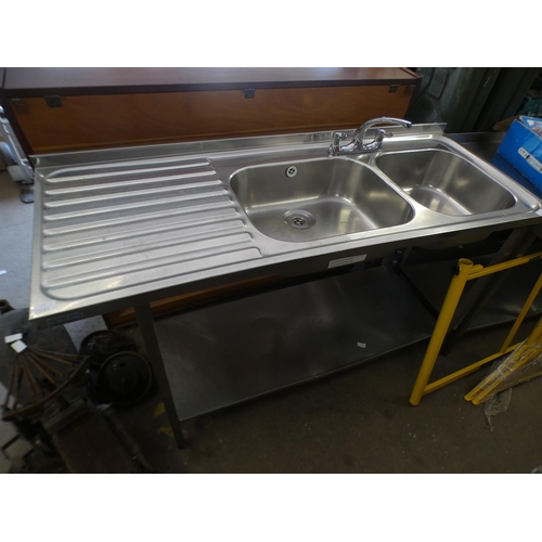 2116 - Approx. 1.5m stainless steel commercial sink unit