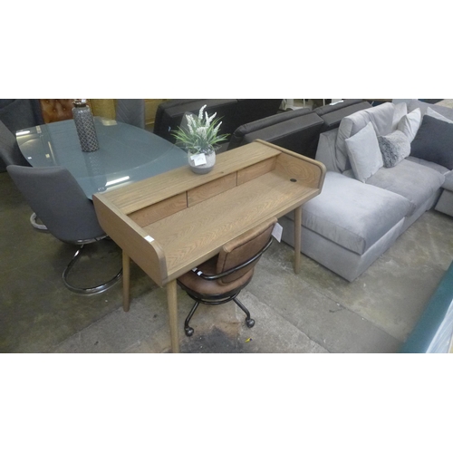 1490 - A Tambour Holcot grey oak oiled studio desk