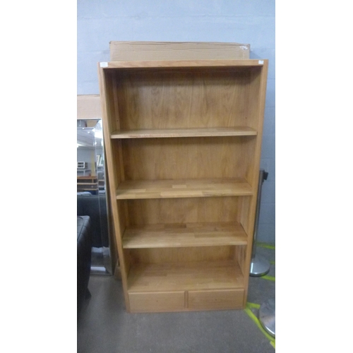 1536 - A Brunel oak shelving freestanding hall unit