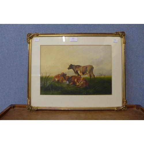 598 - * Cooper, landscape with cattle resting in a field, 25 x 37cms, watercolour