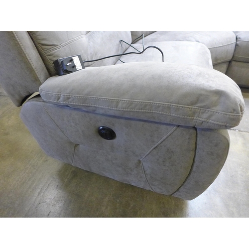 1307 - A fossil grey velvet corner sofa with electric reclining sections