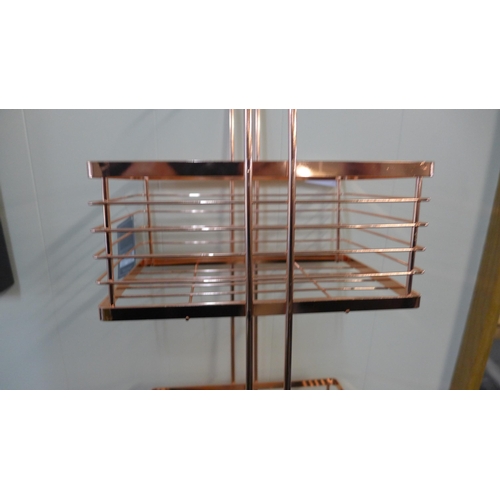 1320 - A three tier copper storage unit, H 72cms (KG075518)   #