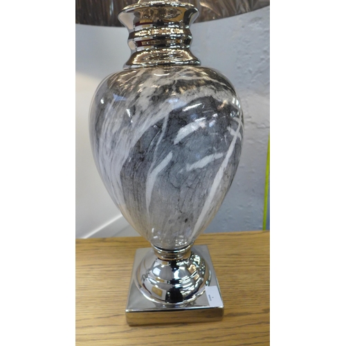 1466 - A black marble effect urn table lamp with black shade, H 77cms (LT057L42)   #