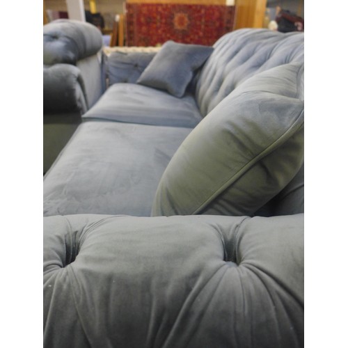 1524 - Bordeaux 3Str Velvet Sofa button Back 'Steel'   Original RRP £749.91 + vat   ( 4103-10)   * Ths lot ... 