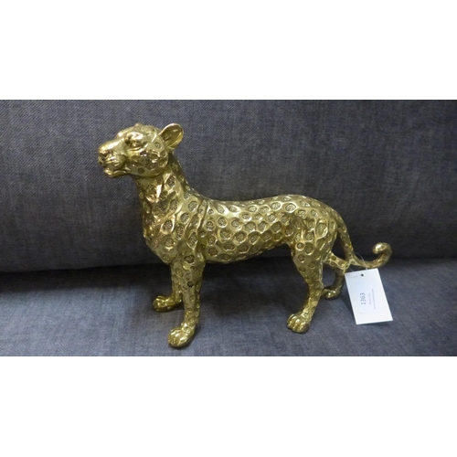 1305 - A gold coloured standing leopard, H 21cms (66245612)   #