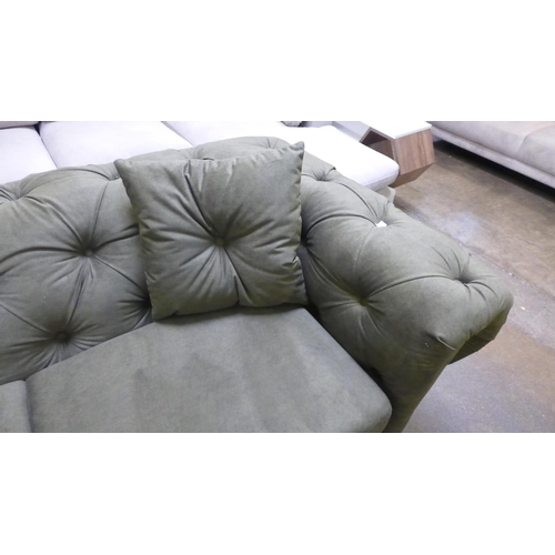 1352 - A moss velvet Chesterfield 2.5 seater sofa