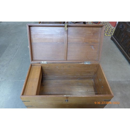 141 - A 19th Century teak and brass mounted ship's chest