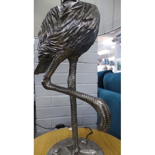 1428 - A silver flamingo table lamp