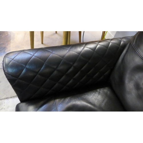 1435 - A Raphael black leather two seater sofa and swivel armchair (original RRP £1850)