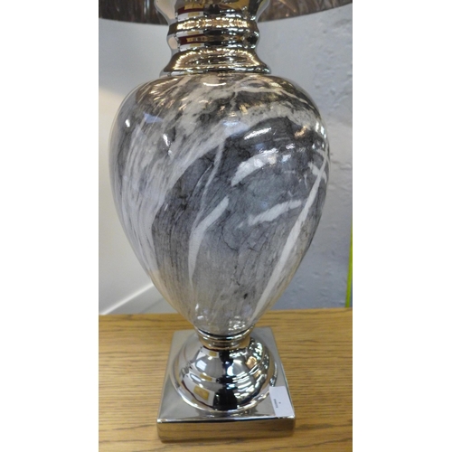 1440 - A black marble effect urn table lamp with black shade, H 77cms (LT057L42)   #