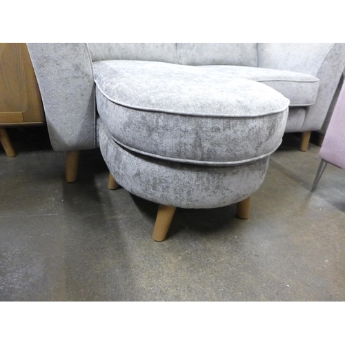 1529 - A pewter velvet two seater sofa with leg rest option