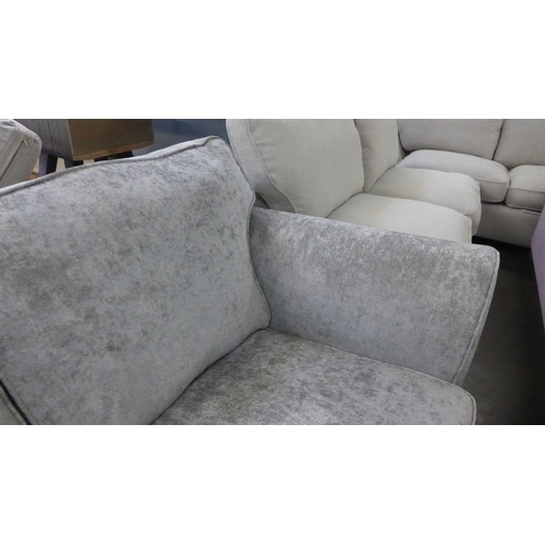 1529 - A pewter velvet two seater sofa with leg rest option